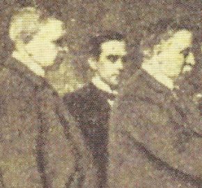 Only known surviving photo of Fred Farrell (centre), published in Glasgow's "The Bulletin", 1 May 1920