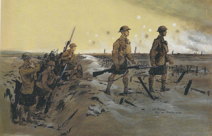 'Daylight Raid by the 6th Gordons at Roclincourt' by Fred A. Farrell