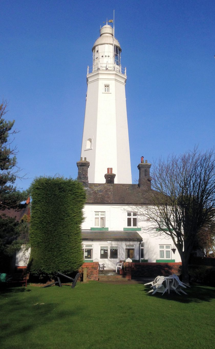Withernsea Lighthouse as viewed from the garden at the rear
