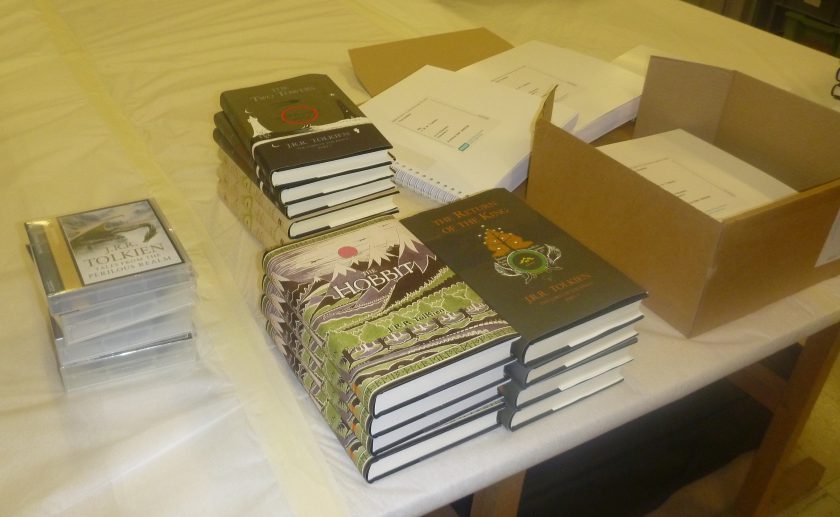 Preparing books for shipping to Turks and Caicos